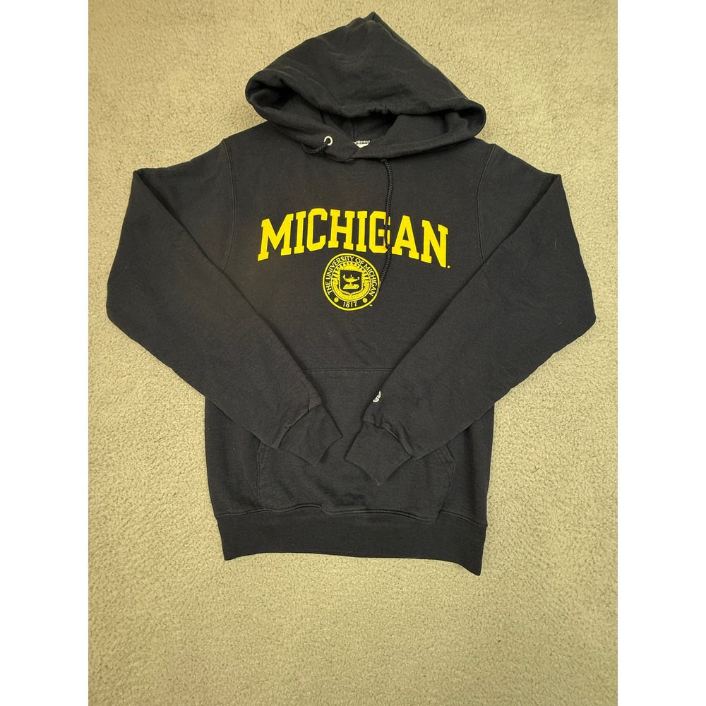 Champion Michigan University Wolverines Hoodie Sweatshirt Black‎ XS
